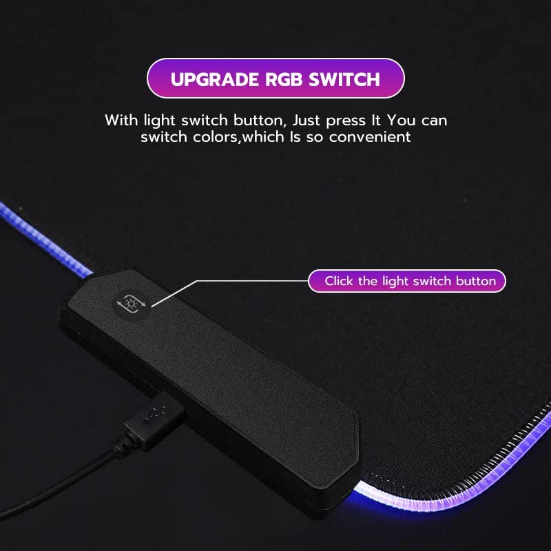 m MU Tapis de Souris XXL, Tapis de Souris Gaming RGB(800 x 300 mm), 13 Effets d'éclairage LED, antidérapant, résistant à l'usure pour Gamer, Ordinateur, PC