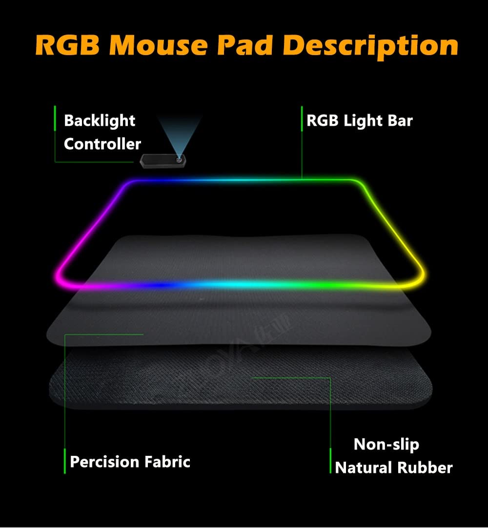 m MU Tapis de Souris XXL, Tapis de Souris Gaming RGB(800 x 300 mm), 13 Effets d'éclairage LED, antidérapant, résistant à l'usure pour Gamer, Ordinateur, PC