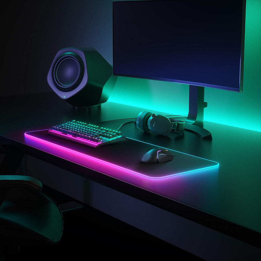 m MU Tapis de Souris XXL, Tapis de Souris Gaming RGB(800 x 300 mm), 13 Effets d'éclairage LED, antidérapant, résistant à l'usure pour Gamer, Ordinateur, PC