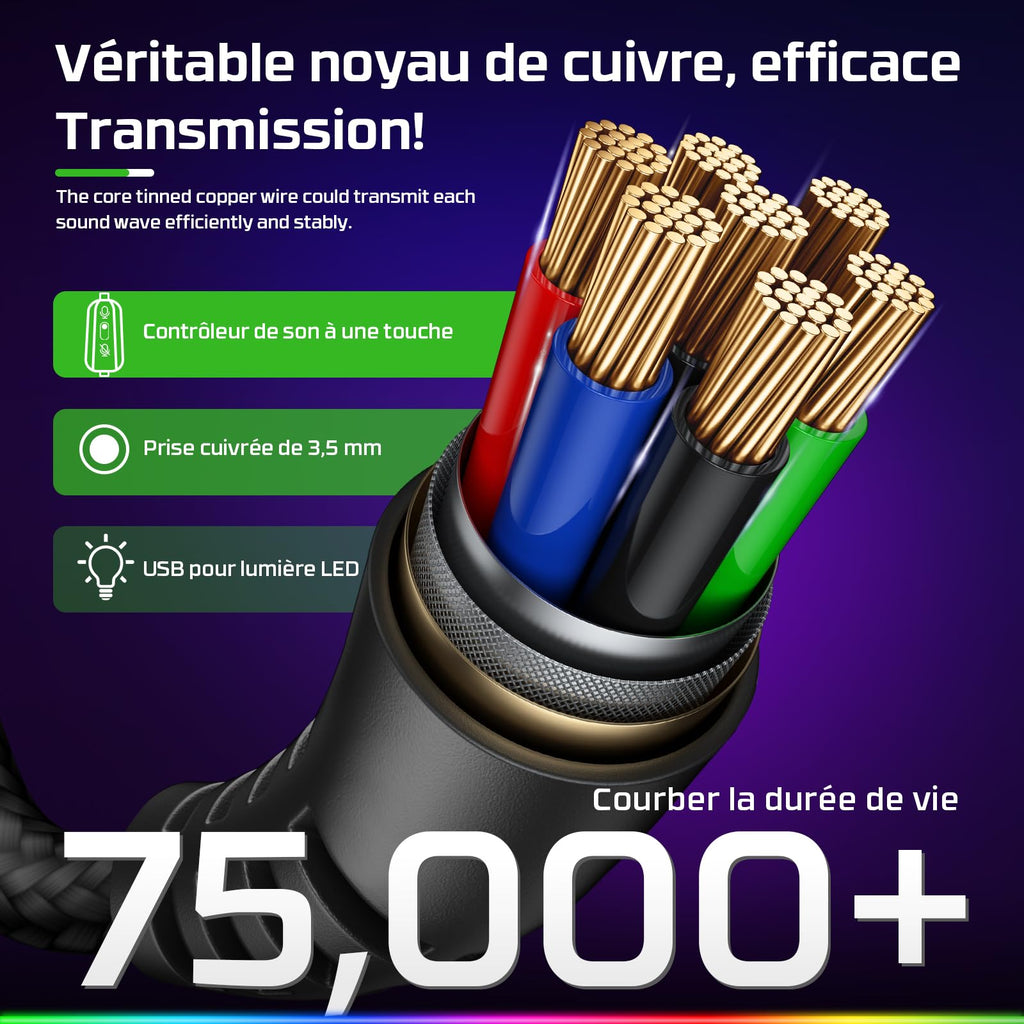 Fachixy FC100 Casque Gaming pour PC, PS4, PS5, Xbox, Mac, Nintendo Switch, Casque Gamer PS4 avec Lumière RVB, Casque PS5 avec Micro, Casque Antibruit avec Prise Jack 3,5 MM - Vert