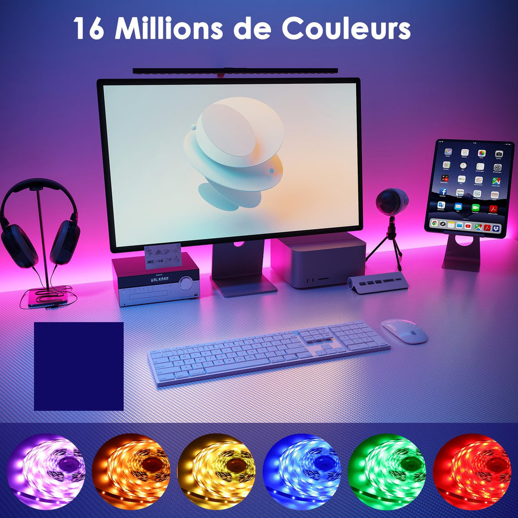 HOVVIDA Ruban LED 5M, 30 LED/Mètre, 1x5M, 24V RVB Bande LED, 150 LED, APP et Télécommande, Synchronisation de la Musique, Mode Minuterie, pour Chambre, Salle de Jeux, Fête, Festival
