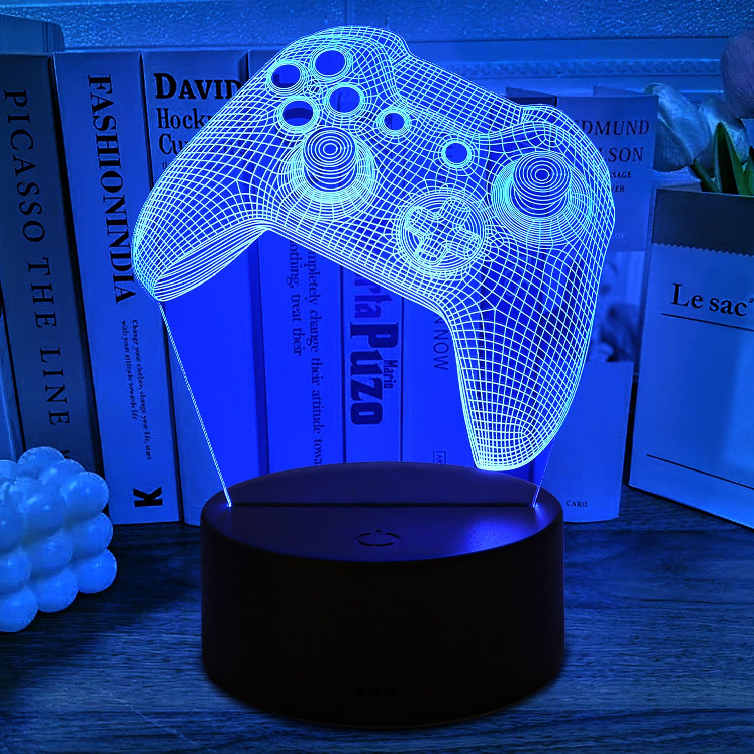 Gemi 3D Lampe Gaming, Lampe Gamer 16 Couleurs Graduables, Rechargeable, Avec Câble, Commandes Tactiles et Télécommandes, Gamer deco chambre, Gaming Cadeau pour Gamer Fans Enfants Garçons Hommes