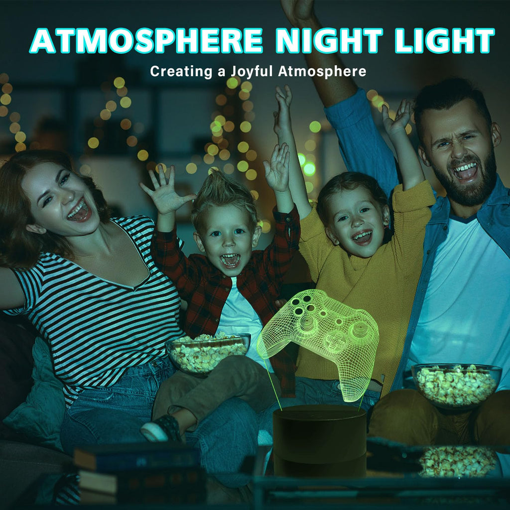 Gemi 3D Lampe Gaming, Lampe Gamer 16 Couleurs Graduables, Rechargeable, Avec Câble, Commandes Tactiles et Télécommandes, Gamer deco chambre, Gaming Cadeau pour Gamer Fans Enfants Garçons Hommes