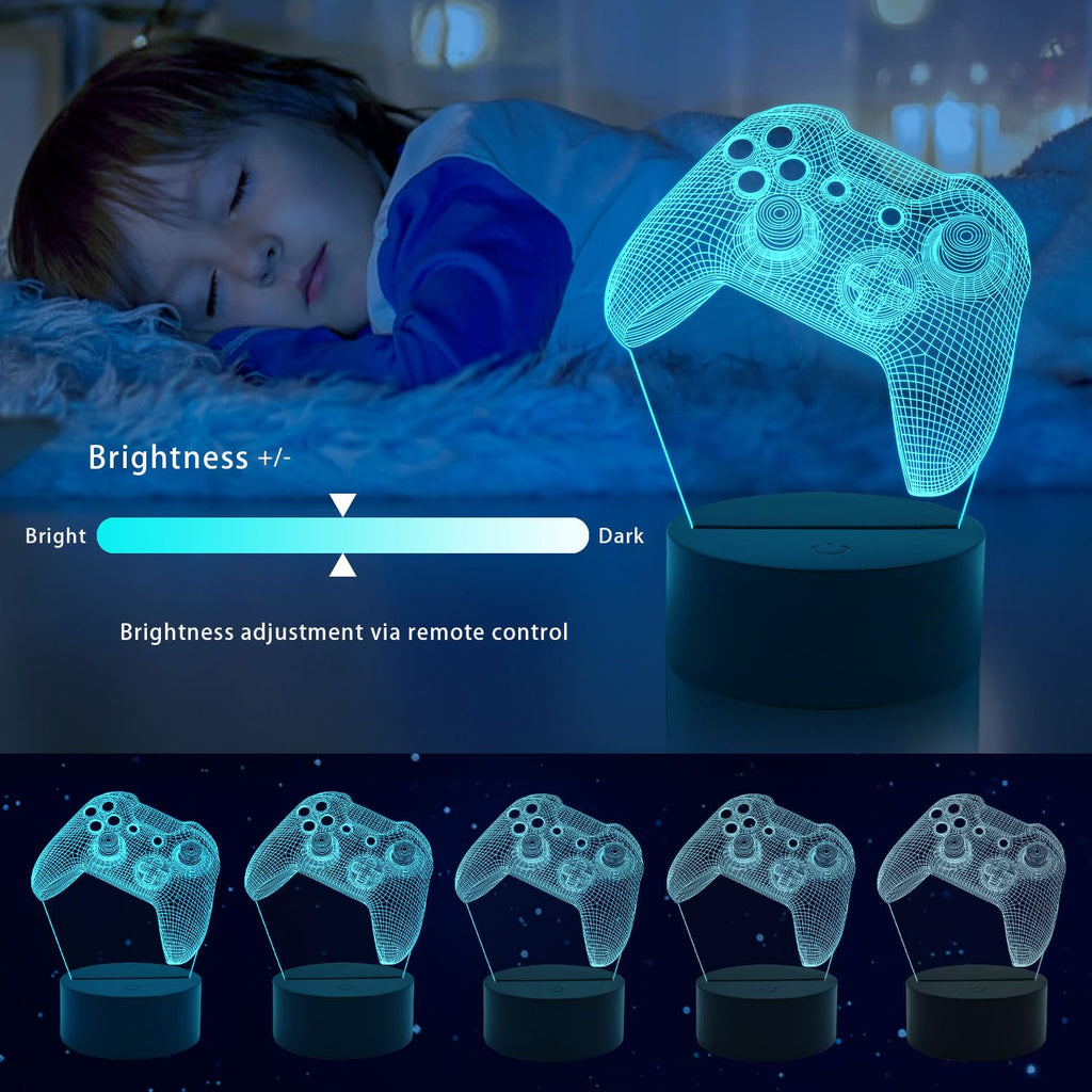 Gemi 3D Lampe Gaming, Lampe Gamer 16 Couleurs Graduables, Rechargeable, Avec Câble, Commandes Tactiles et Télécommandes, Gamer deco chambre, Gaming Cadeau pour Gamer Fans Enfants Garçons Hommes